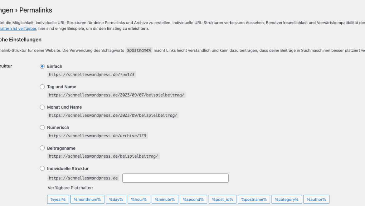 Einstellungen_›_Permalinks_‹_Testblog_WordPress_Tutorial_—_WordPress