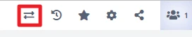 Symbolleiste mit Icons: Teilen (Pfeile im Quadrat), Zurück-Pfeil, Stern, Zahnrad.