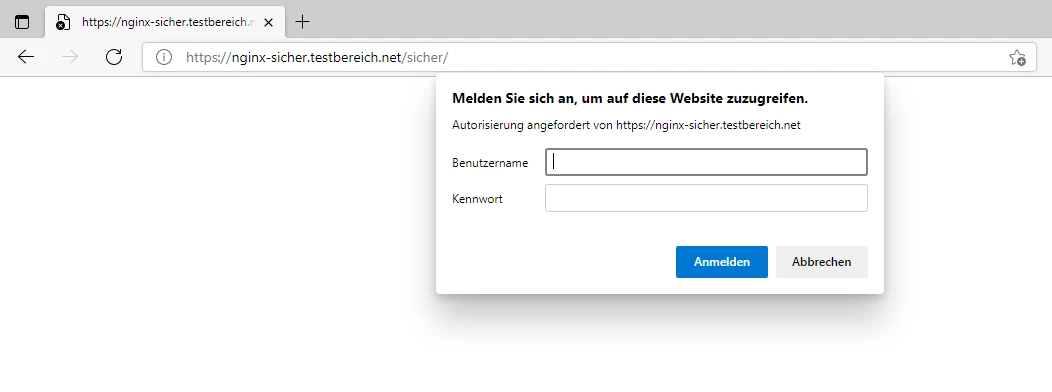 Login-Fenster mit Benutzername- und Passwortabfrage im Browser