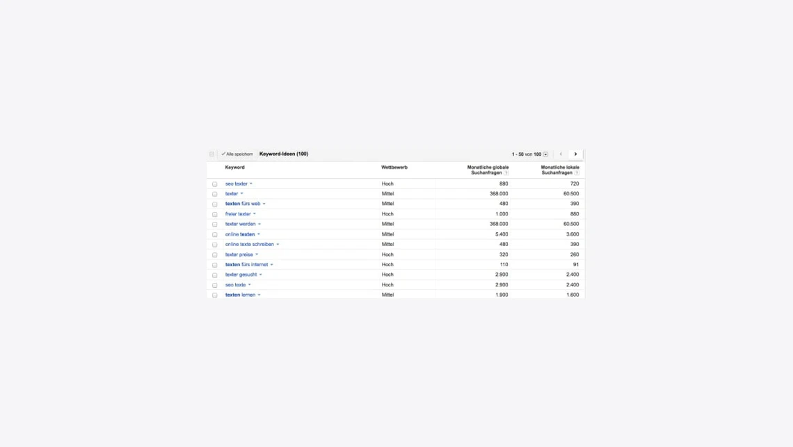 Kleiner Screenshot einer Tabellenansicht mit Spaltenüberschriften und zahlreichen Zeilen.