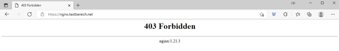 Fehlermeldung 403 Forbidden im Browser mit Nginx 1.21.3.