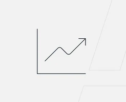 Symbol eines Diagramms: vertikale und horizontale Achsen mit einer ansteigenden Kurve.